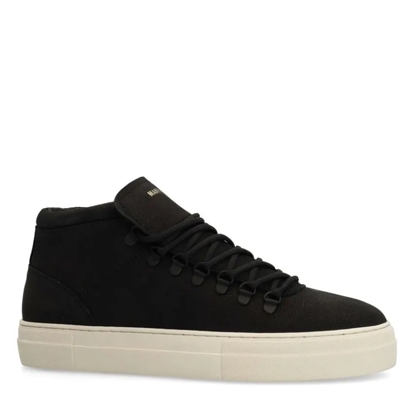 Manfield Zwarte nubuck sneakers^Heren Sneakers