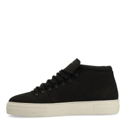 Manfield Zwarte nubuck sneakers^Heren Sneakers