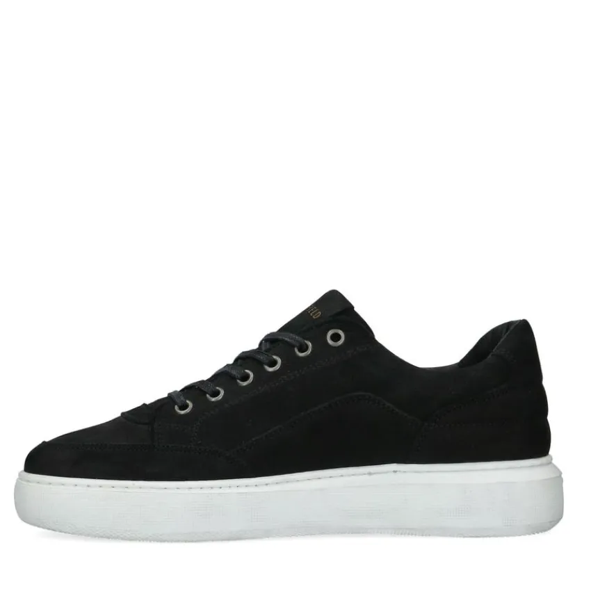 Manfield Zwarte nubuck sneakers^Heren Sneakers