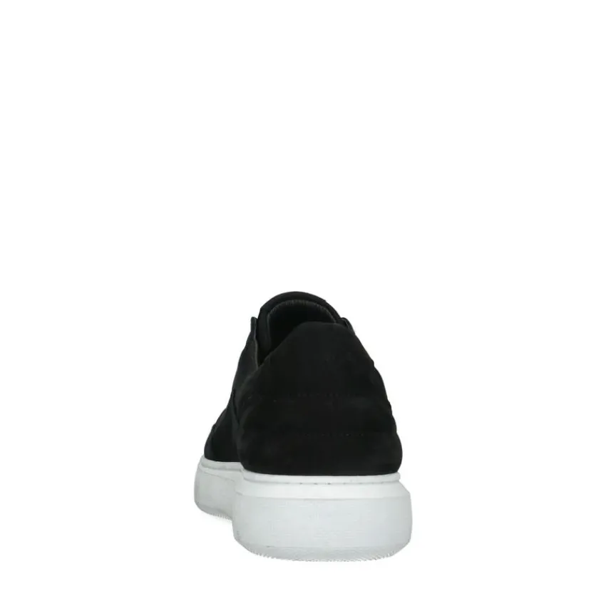 Manfield Zwarte nubuck sneakers^Heren Sneakers