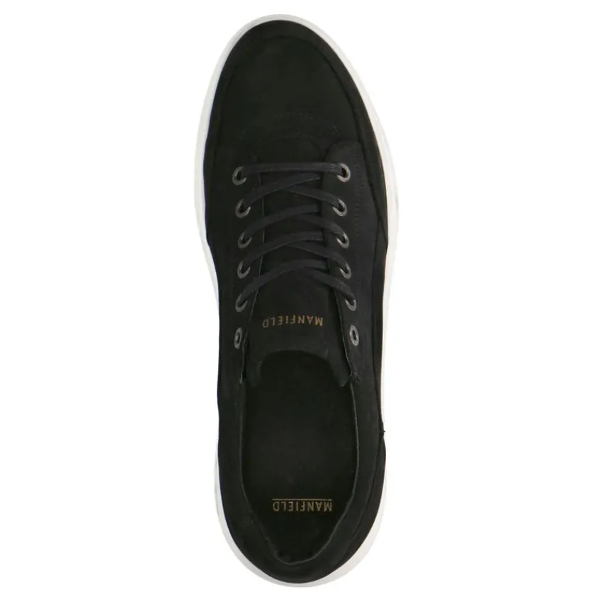 Manfield Zwarte nubuck sneakers^Heren Sneakers
