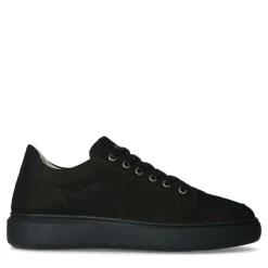 Manfield Zwarte nubuck sneakers^Heren Sneakers