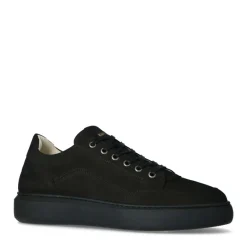 Manfield Zwarte nubuck sneakers^Heren Sneakers