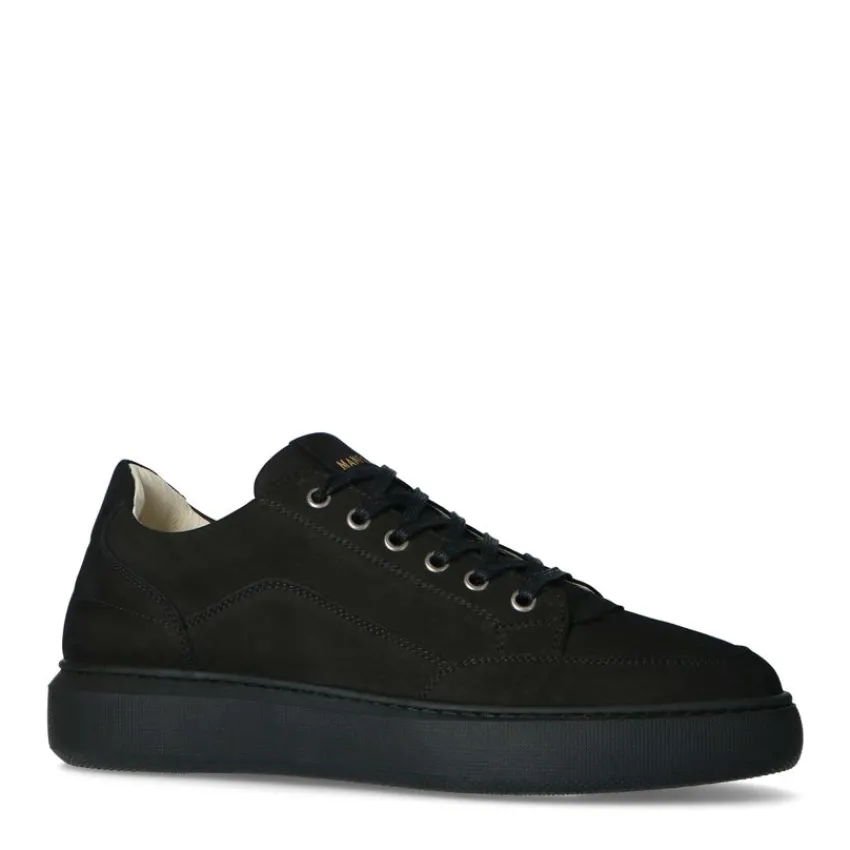 Manfield Zwarte nubuck sneakers^Heren Sneakers