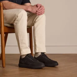 Manfield Zwarte nubuck sneakers^Heren Sneakers