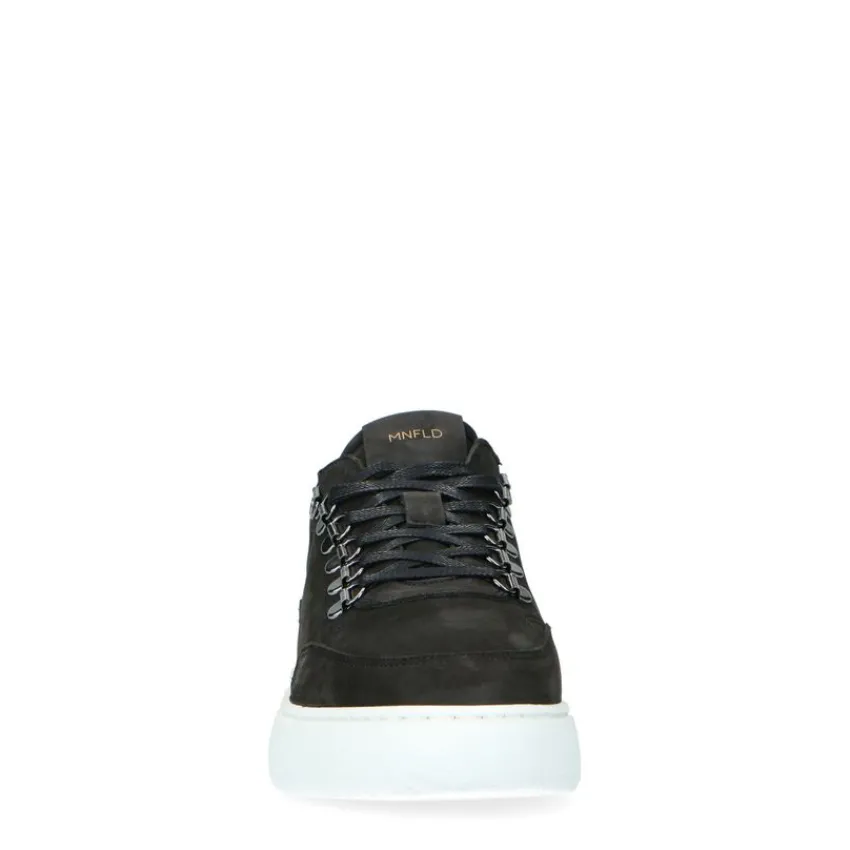 Manfield Zwarte nubuck sneakers^Heren Sneakers
