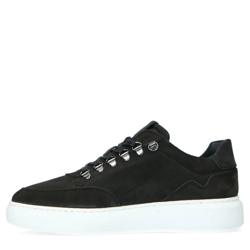 Manfield Zwarte nubuck sneakers^Heren Sneakers
