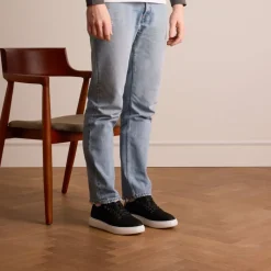 Manfield Zwarte nubuck sneakers^Heren Sneakers