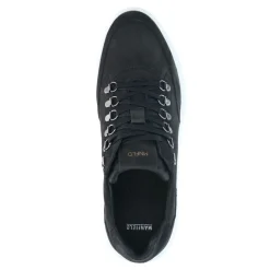 Manfield Zwarte nubuck sneakers^Heren Sneakers