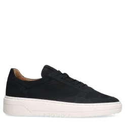 Manfield Zwarte nubuck sneakers^Heren Sneakers