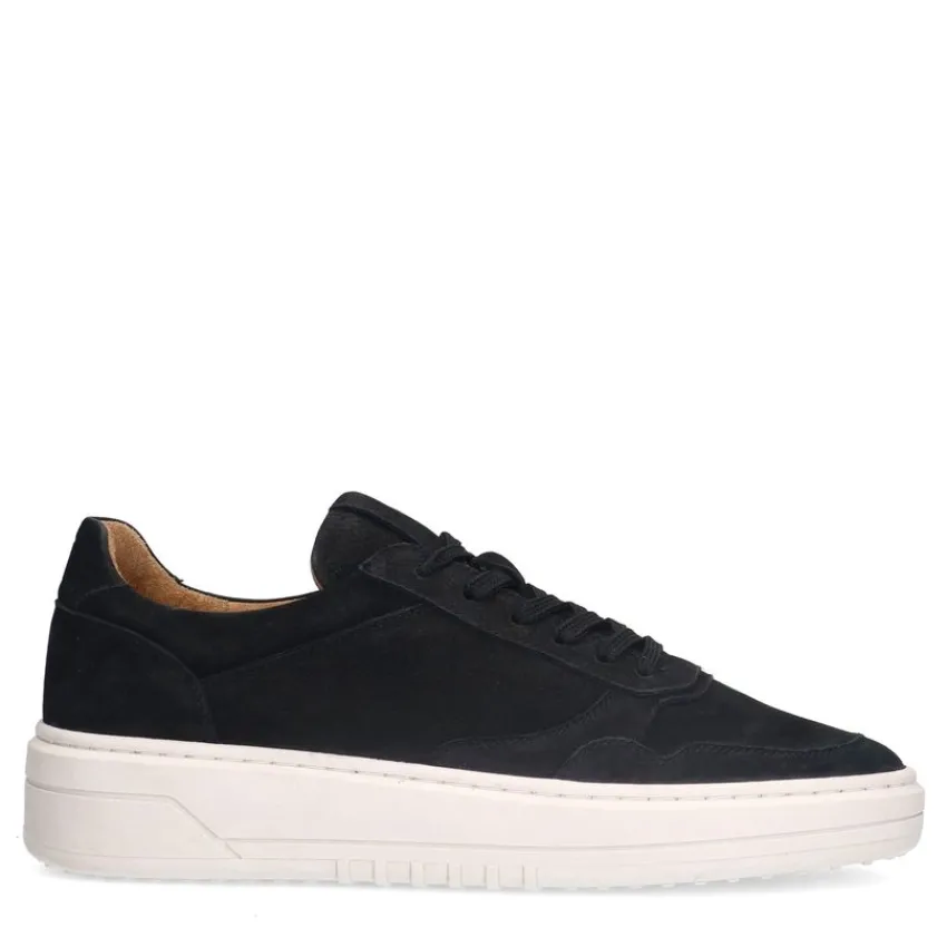 Manfield Zwarte nubuck sneakers^Heren Sneakers