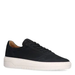 Manfield Zwarte nubuck sneakers^Heren Sneakers