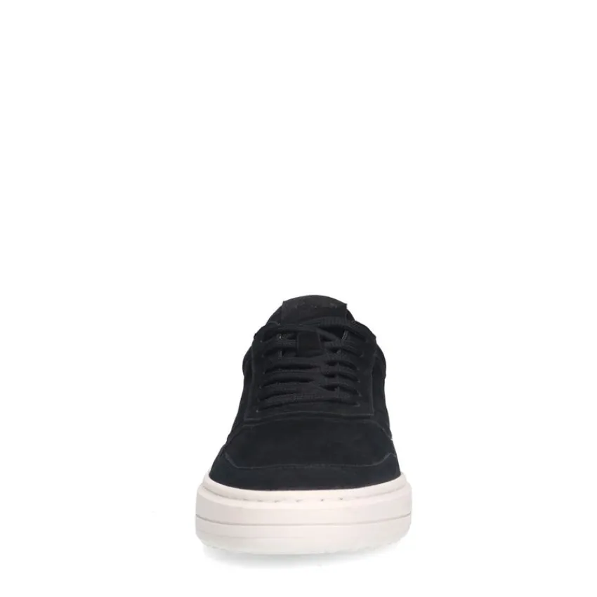 Manfield Zwarte nubuck sneakers^Heren Sneakers