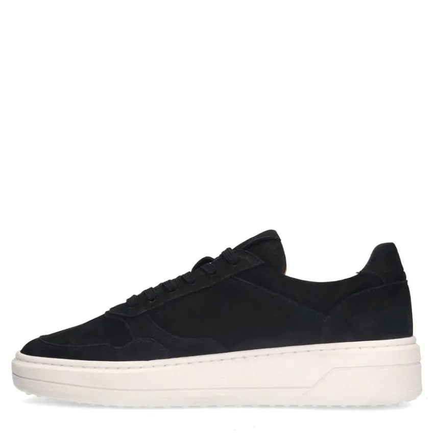 Manfield Zwarte nubuck sneakers^Heren Sneakers