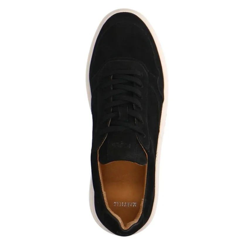 Manfield Zwarte nubuck sneakers^Heren Sneakers