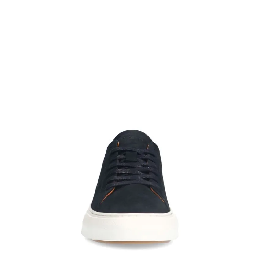 Manfield Zwarte nubuck sneakers met grijze details^Heren Sneakers
