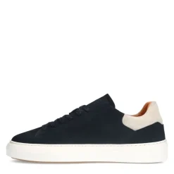 Manfield Zwarte nubuck sneakers met grijze details^Heren Sneakers