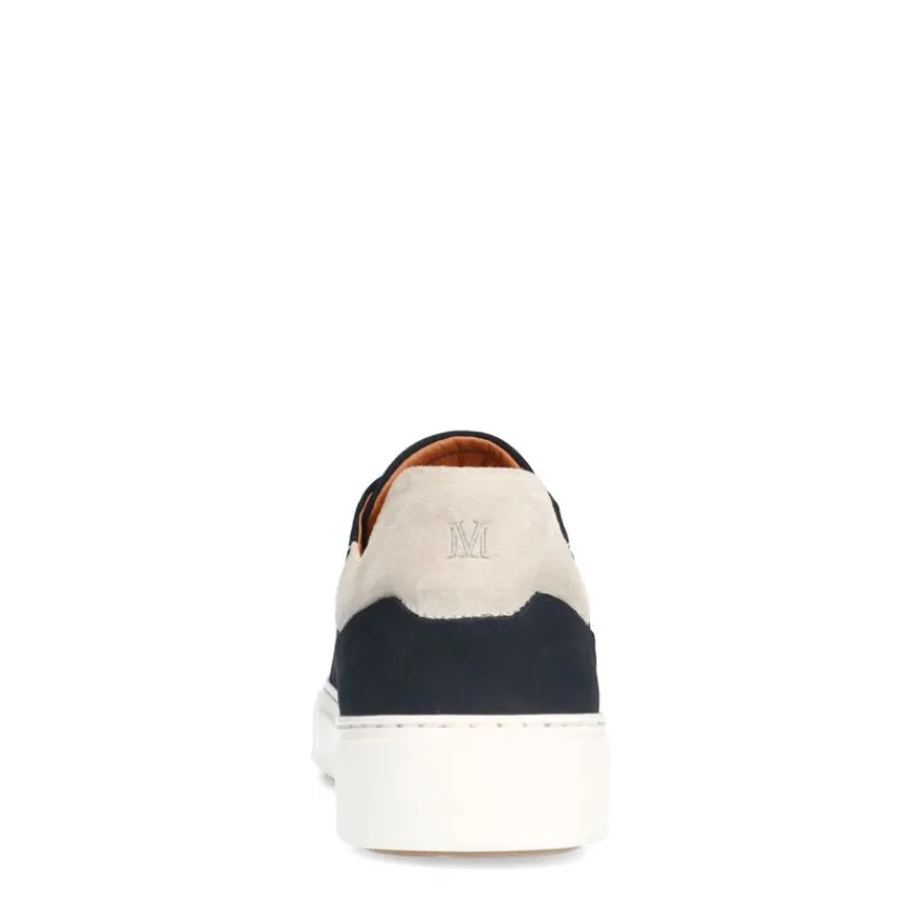 Manfield Zwarte nubuck sneakers met grijze details^Heren Sneakers