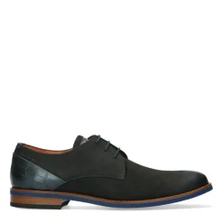 Van Lier Zwarte nubuck veterschoenen^Heren Veterschoenen