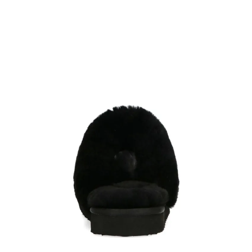 Zwarte pantoffels met wollen voering^DAMES Pantoffels