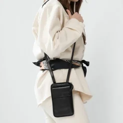 Manfield Zwarte portemonnee met crocoprint^ Portemonnees