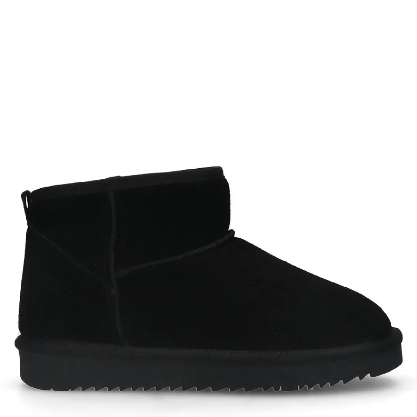 Manfield Zwarte suède boots^DAMES Enkellaarsjes
