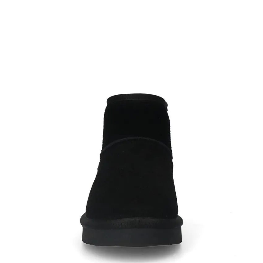 Manfield Zwarte suède boots^DAMES Enkellaarsjes