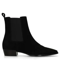 Manfield Zwarte suède chelsea boots^DAMES Enkellaarsjes