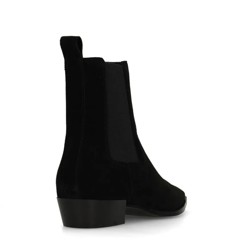 Manfield Zwarte suède chelsea boots^DAMES Enkellaarsjes
