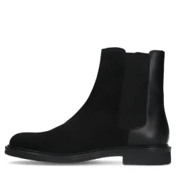 Manfield Zwarte suède chelsea boots met leren details^Heren Boots