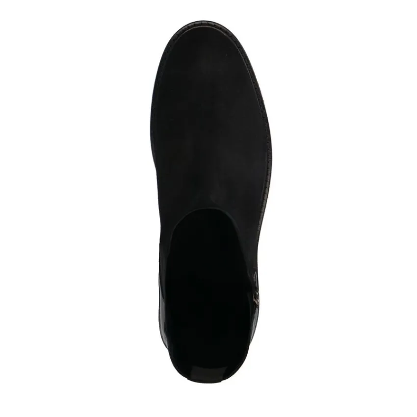Manfield Zwarte suède chelsea boots met leren details^Heren Boots
