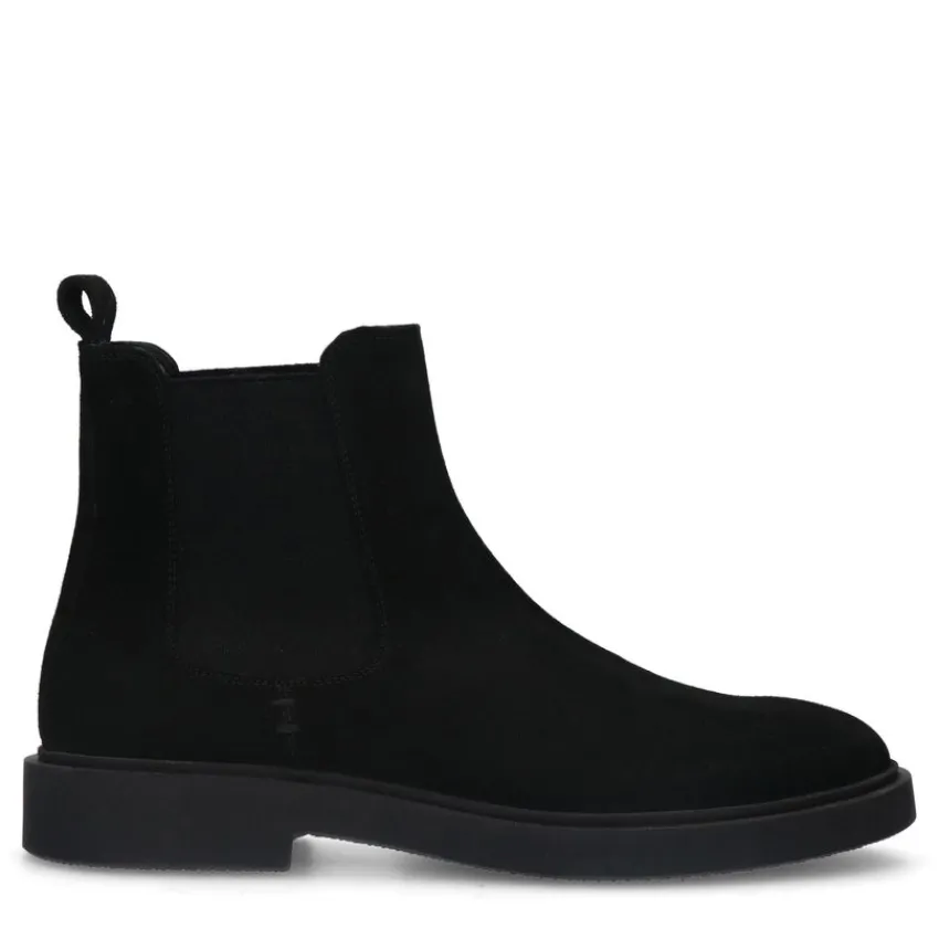 Manfield Zwarte suède chelsea boots^Heren Boots
