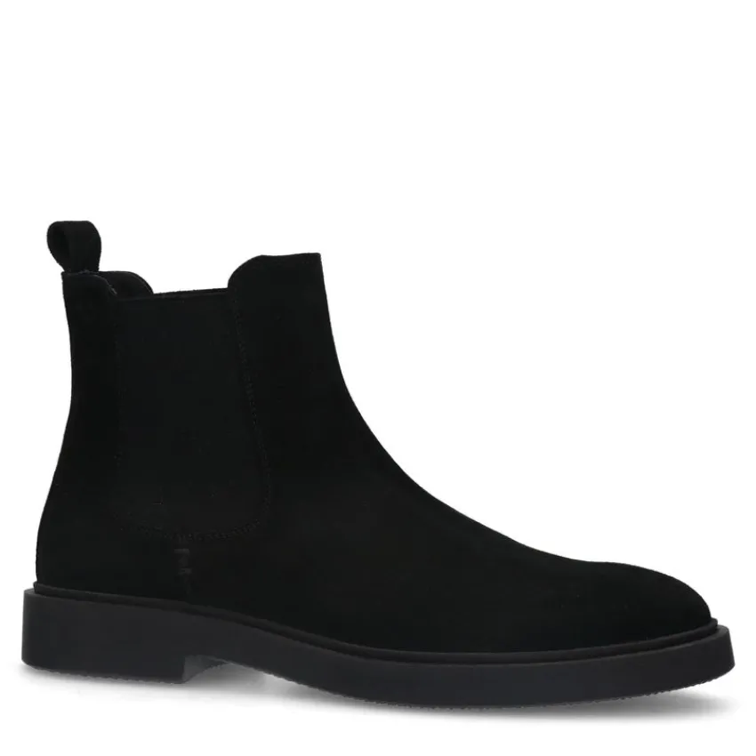Manfield Zwarte suède chelsea boots^Heren Boots