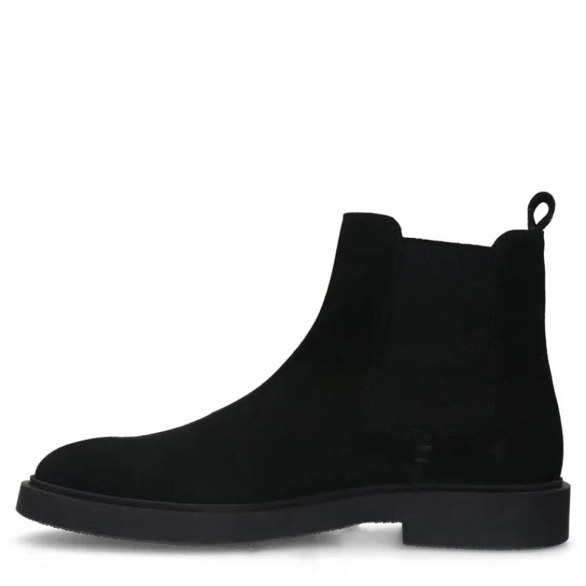 Manfield Zwarte suède chelsea boots^Heren Boots