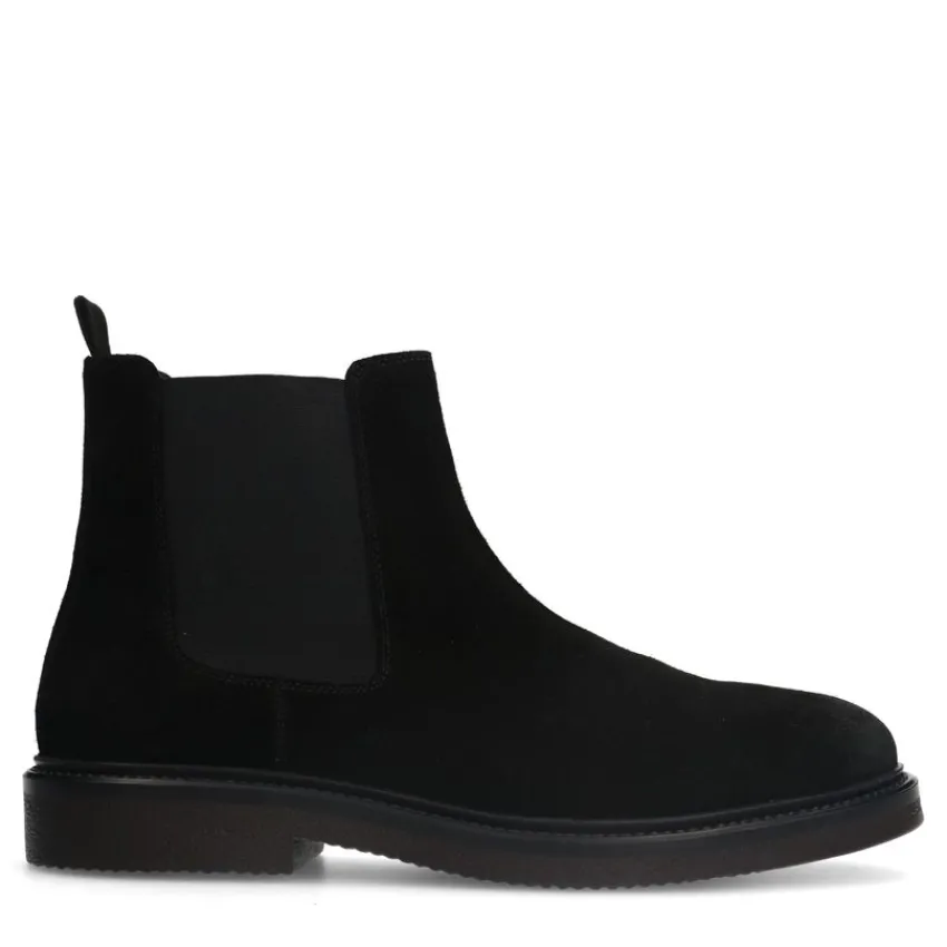 Manfield Zwarte suède chelsea boots^Heren Boots