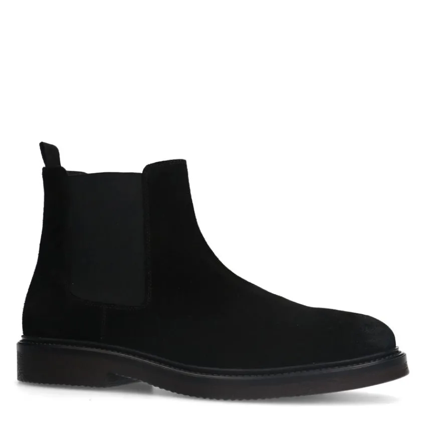 Manfield Zwarte suède chelsea boots^Heren Boots