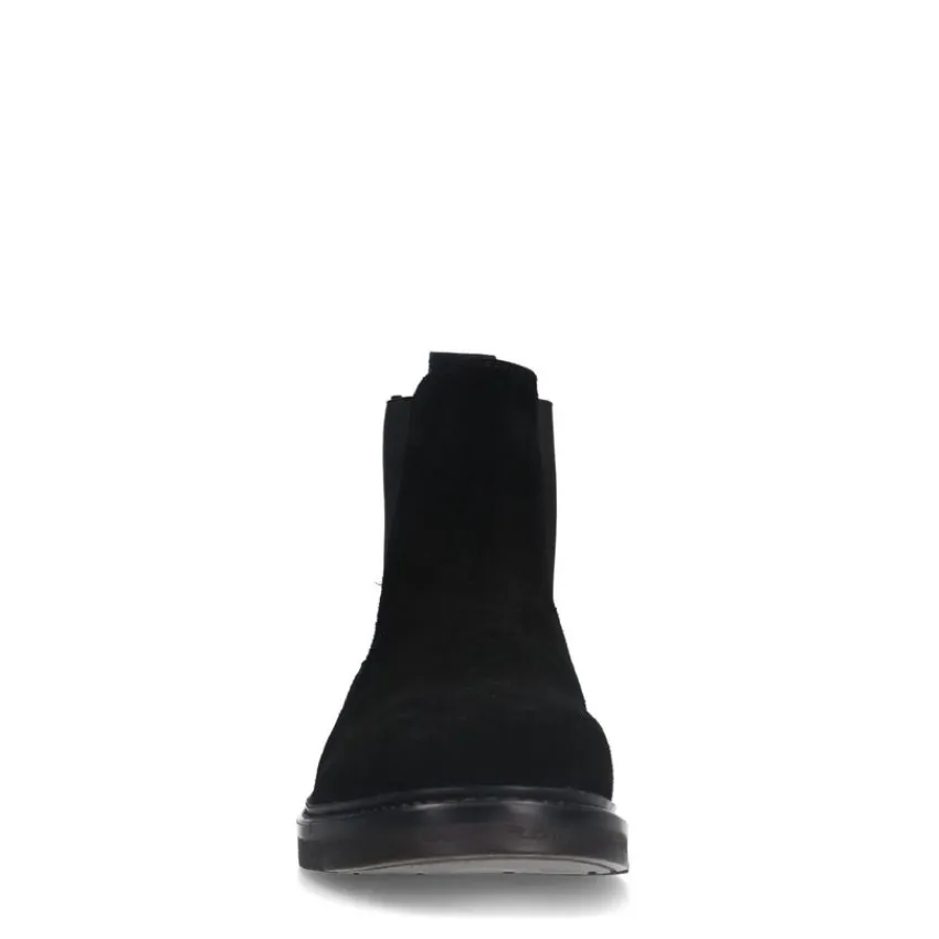 Manfield Zwarte suède chelsea boots^Heren Boots