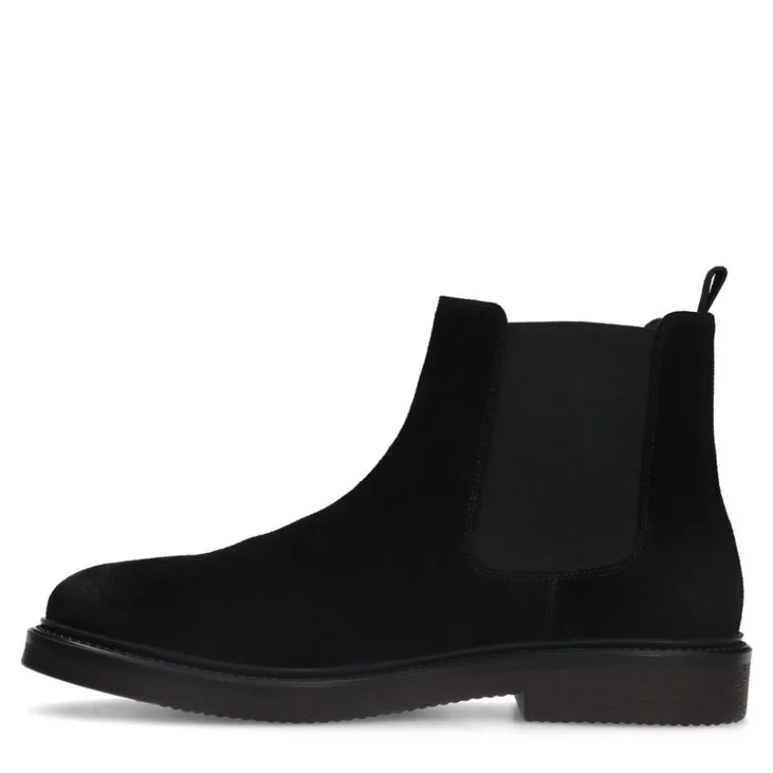 Manfield Zwarte suède chelsea boots^Heren Boots