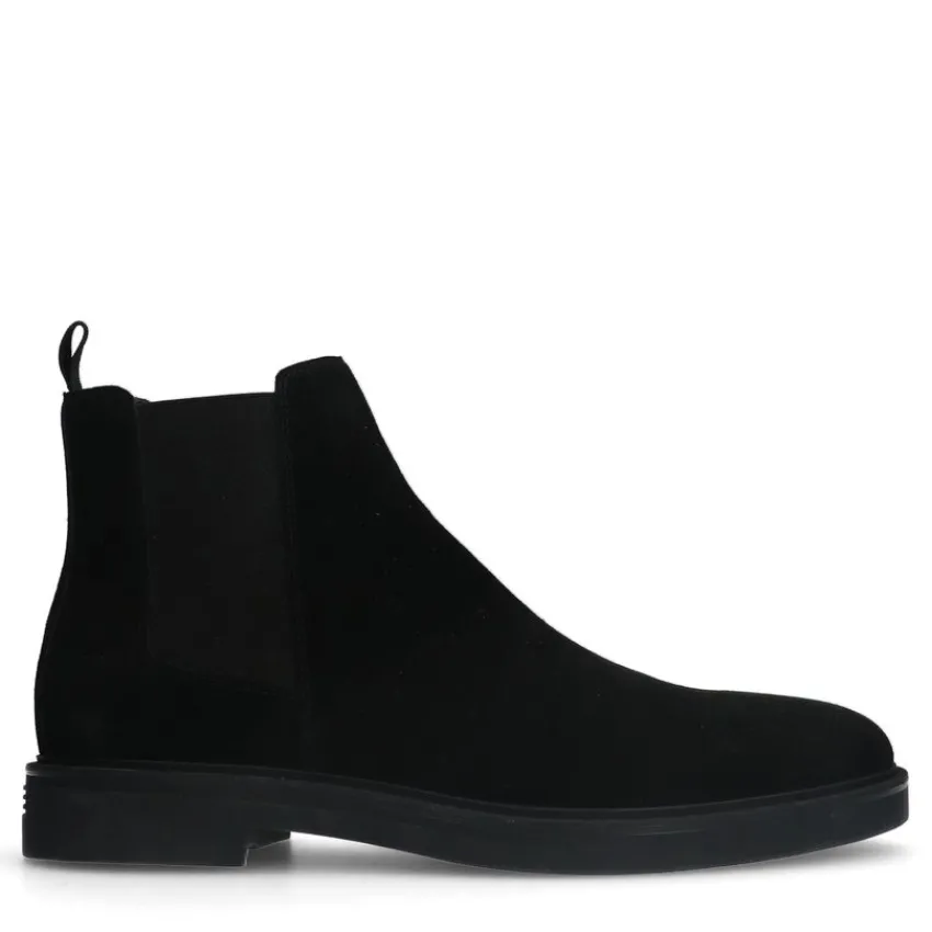 Manfield Zwarte suède chelsea boots^Heren Boots