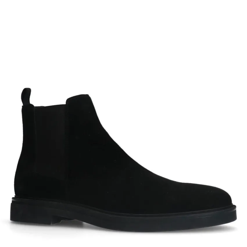 Manfield Zwarte suède chelsea boots^Heren Boots