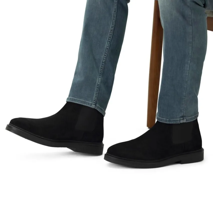 Manfield Zwarte suède chelsea boots^Heren Boots