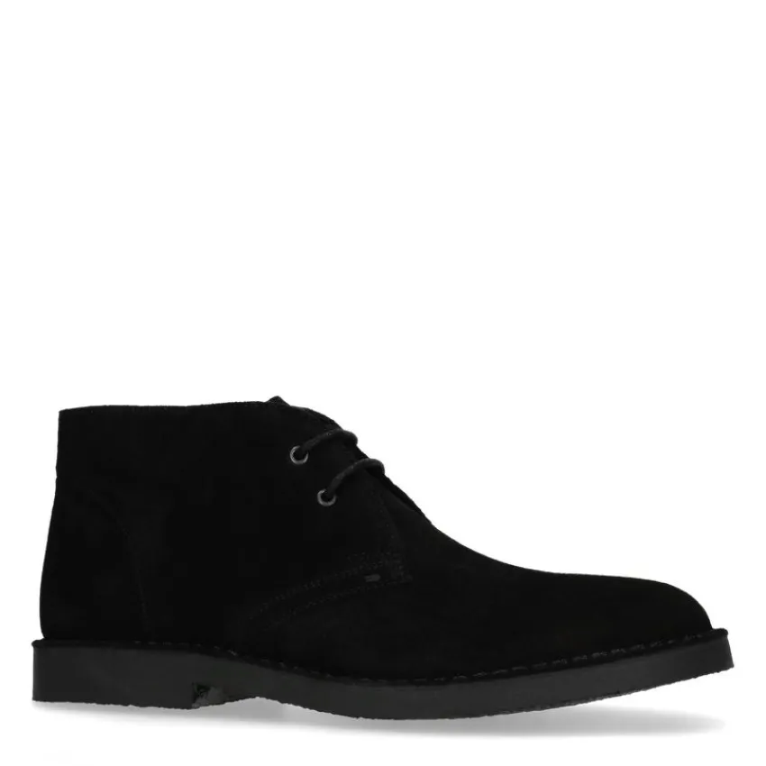 Manfield Zwarte suède desert boots^Heren Boots