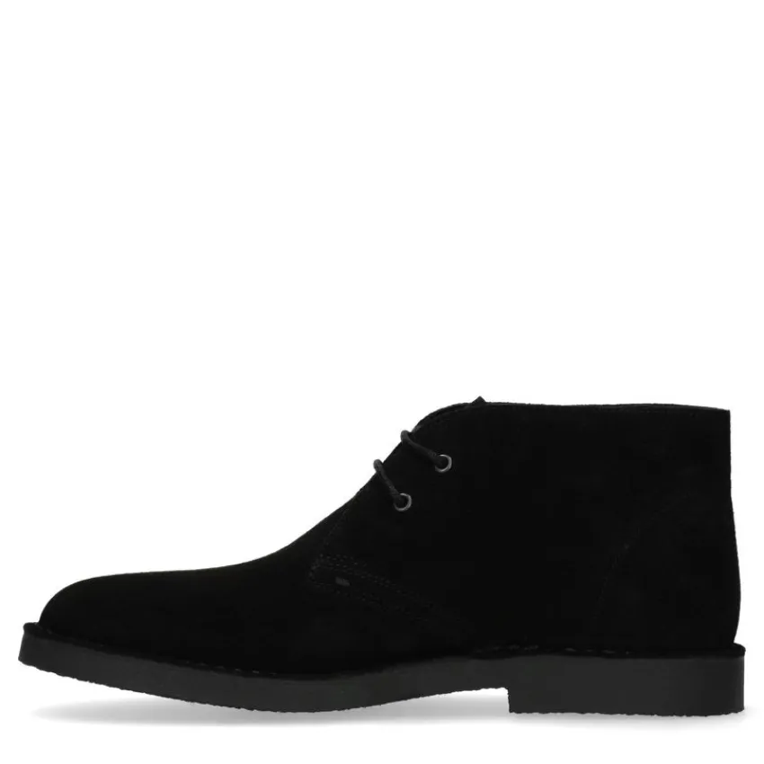 Manfield Zwarte suède desert boots^Heren Boots