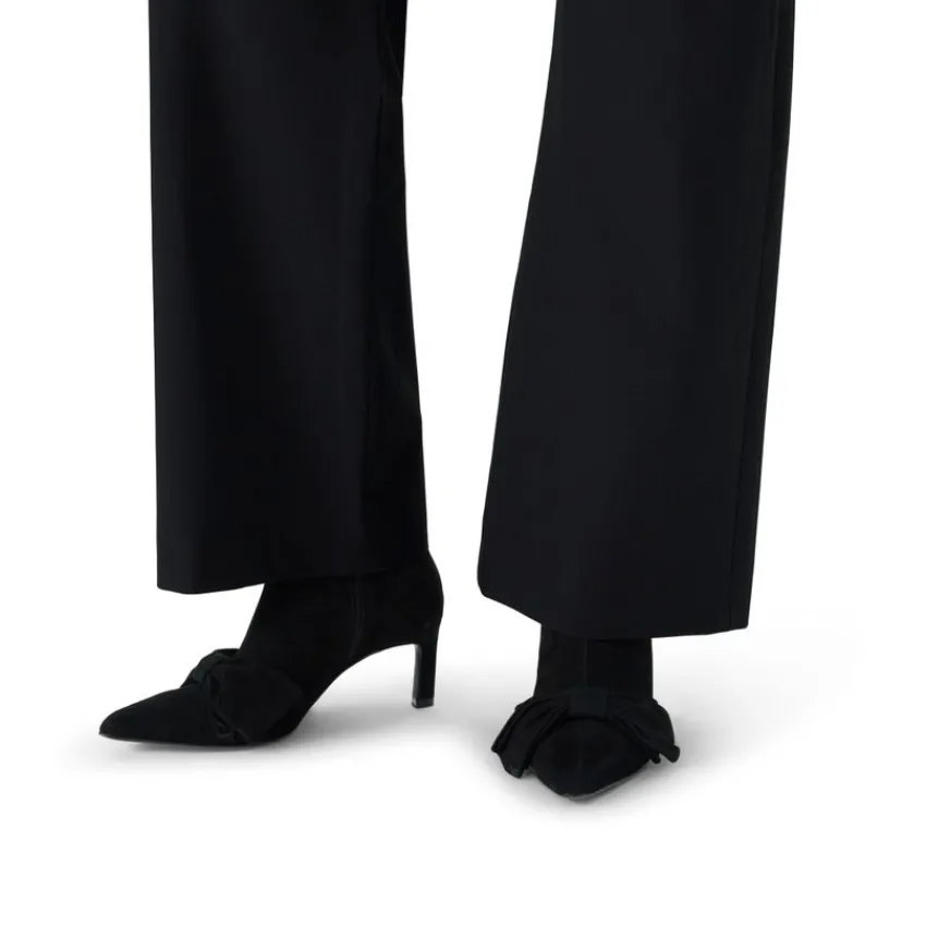 Manfield Zwarte suède enkellaarsjes met hak^DAMES Enkellaarsjes