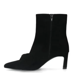 Manfield Zwarte suède enkellaarsjes met hak^DAMES Enkellaarsjes