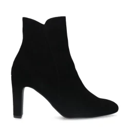 Manfield Zwarte suède enkellaarsjes met hak^DAMES Enkellaarsjes