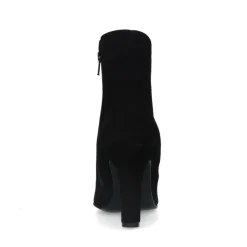 Manfield Zwarte suède enkellaarsjes met hak^DAMES Enkellaarsjes