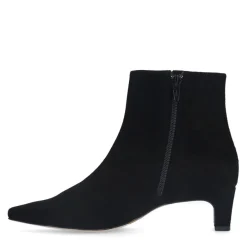 Manfield Zwarte suède enkellaarsjes met hak^DAMES Enkellaarsjes