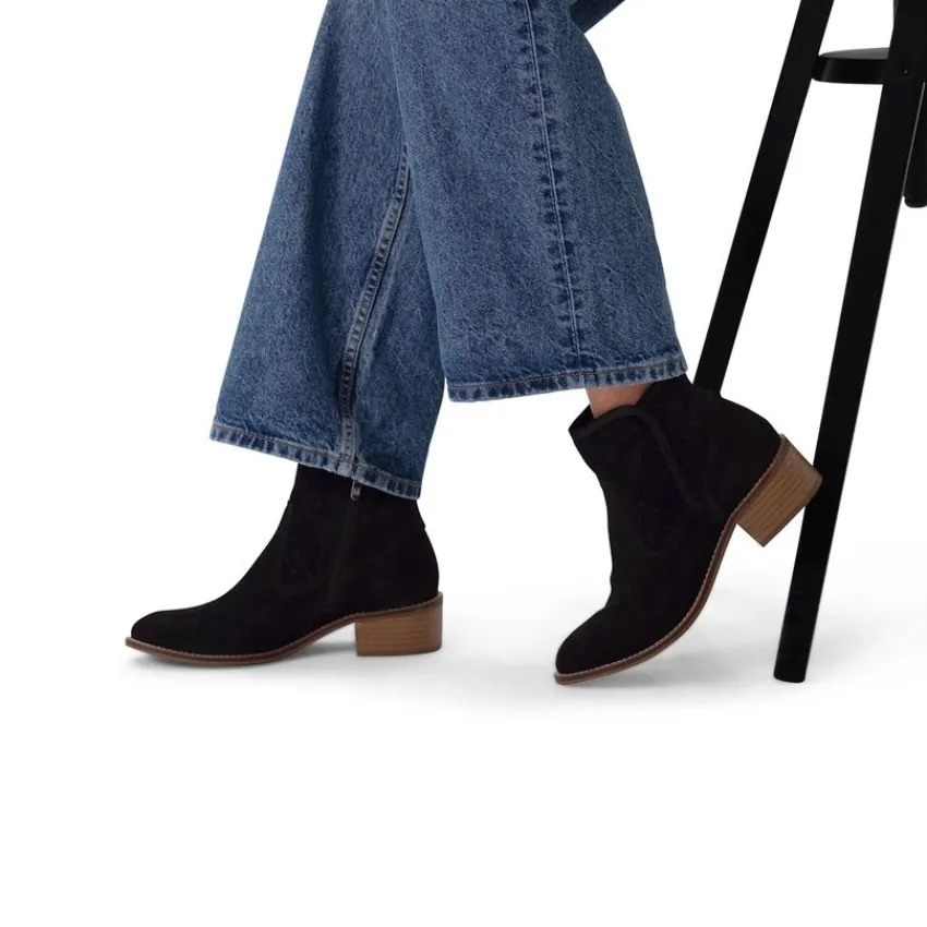 Manfield Zwarte suède enkellaarsjes^DAMES Enkellaarsjes