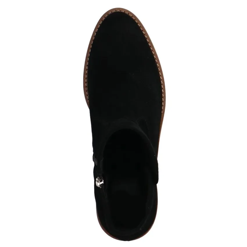 Manfield Zwarte suède enkellaarsjes^DAMES Enkellaarsjes